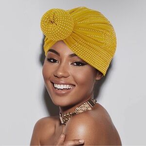 Yellow Studded Turban Headwrap